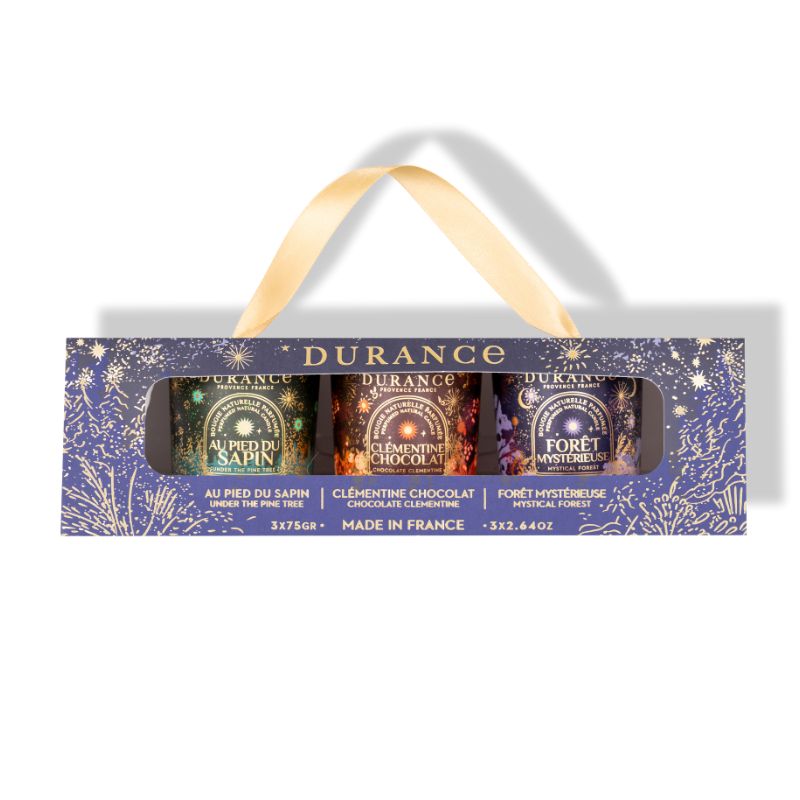 Estuche de 3 velas (Abeto, Clementina y Bosque)